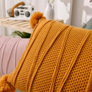 Axyaa Knit Pompoms Cushion Cover Rectangle for Home Sofa Decor
