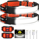 Axya Rechargeable Waterproof Headlamp with Red Warning Light