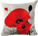 Axyaa Red Poppy Watercolor Cushion Cover