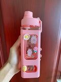 Axyaa Kawaii Shaker Water Bottle with Straw Sticker  ]];