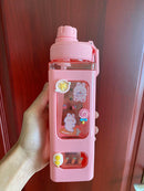 Axyaa Kawaii Shaker Water Bottle with Straw Sticker  ]];