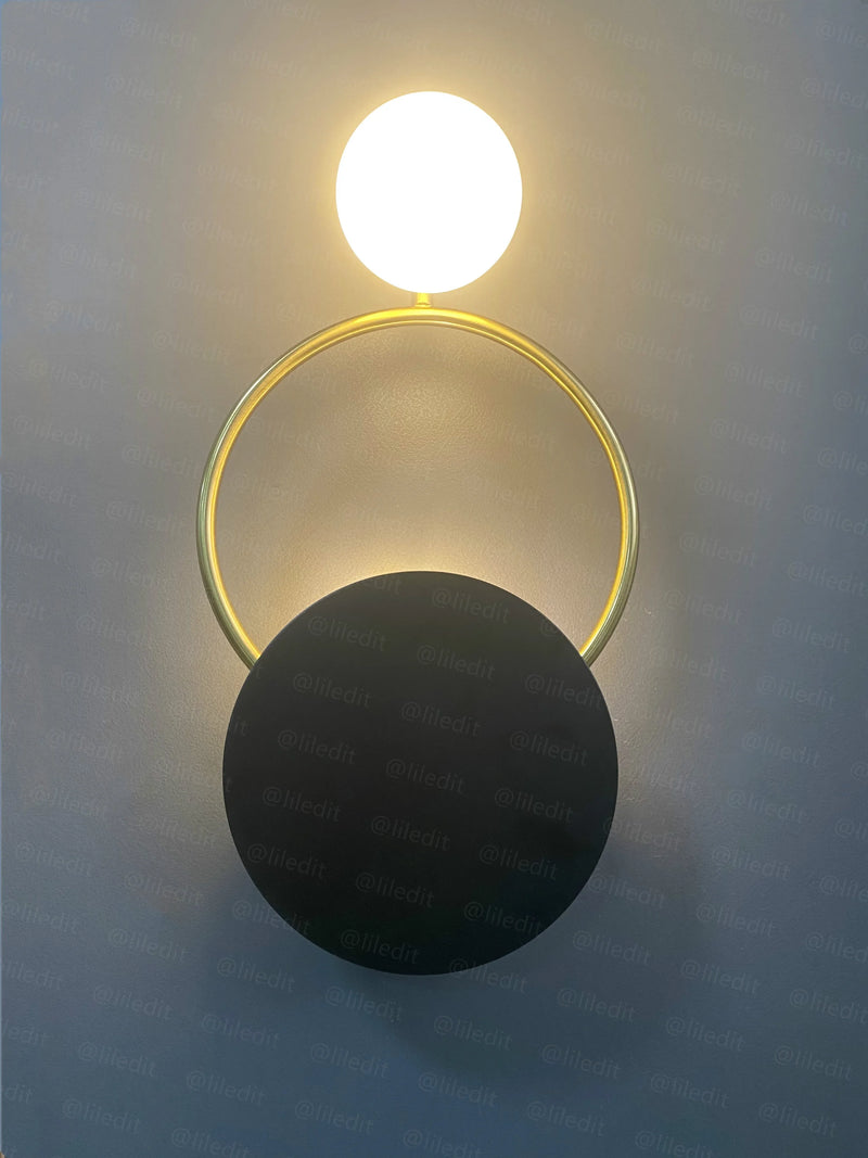 Axyaa Golden Ring Wall Sconce: Modern Nordic Bedside & Living Room Lighting
