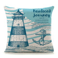 Axyaa Mediterranean Lighthouse Sail Print Pillow Cover for Home Decor