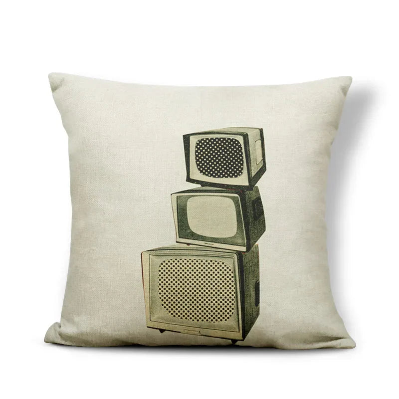 Axyaa Retro Record Camera Pillow Cover - 45X45CM