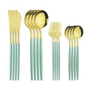 Axyaa Mint Green Stainless Steel Cutlery Set - 16pcs for Kitchen Tableware