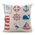 Axyaa Mediterranean Lighthouse Sail Print Pillow Cover for Home Decor