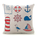 Axyaa Mediterranean Lighthouse Sail Print Pillow Cover for Home Decor