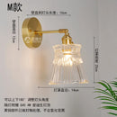 Axyaa Copper Glass LED Wall Lamp Switch Japanese Nordic Style Bedroom Bathroom Mirror Stair Light Wall Sconce