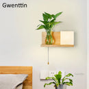 Axyaa Nordic Wood Glass Wall Lamp Modern Led DIY Plant Sconce Mirror Wall Light Fixtures
