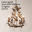Axyaa Vintage Metal Chandelier with Crystal Lustre - Classic Country Style Hallway Hanging Lights
