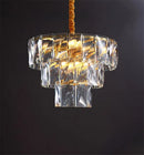 Axyaa Gold Steel Crystal Pendant Light: Luxury LED Hanging Lamp for Elegant Indoor Lighting