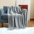 Axyaa Nordic Knit Sofa Blanket Cashmere-Like Plaid Tassel Bedspread