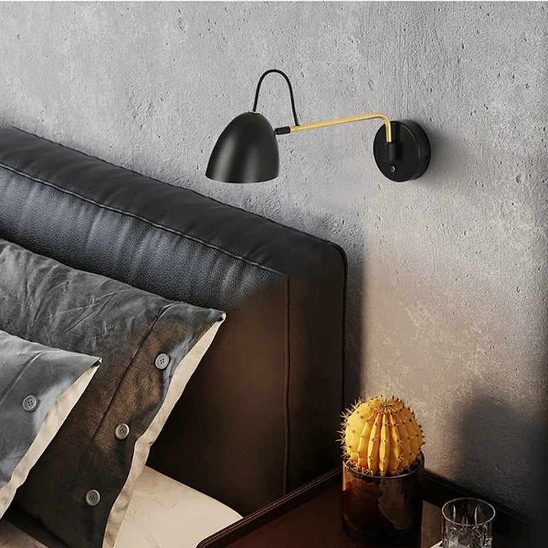 Axyaa Dimmable Swing Arm Wall Lamp: Touch Switch, Adjustable Brightness.