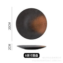 Axyaa Ceramic Striped Plate: Creative Retro Steak Spaghetti Sushi Restaurant Commercial Plate