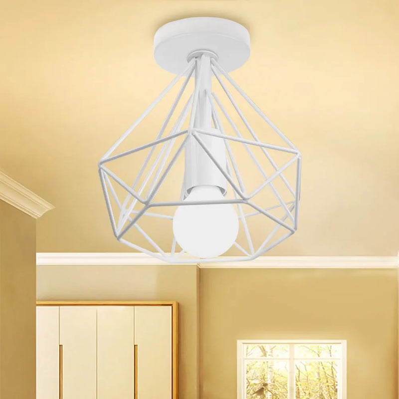 Axyaa Retro Iron Cage Ceiling Light for Nordic Kitchen Home Lighting