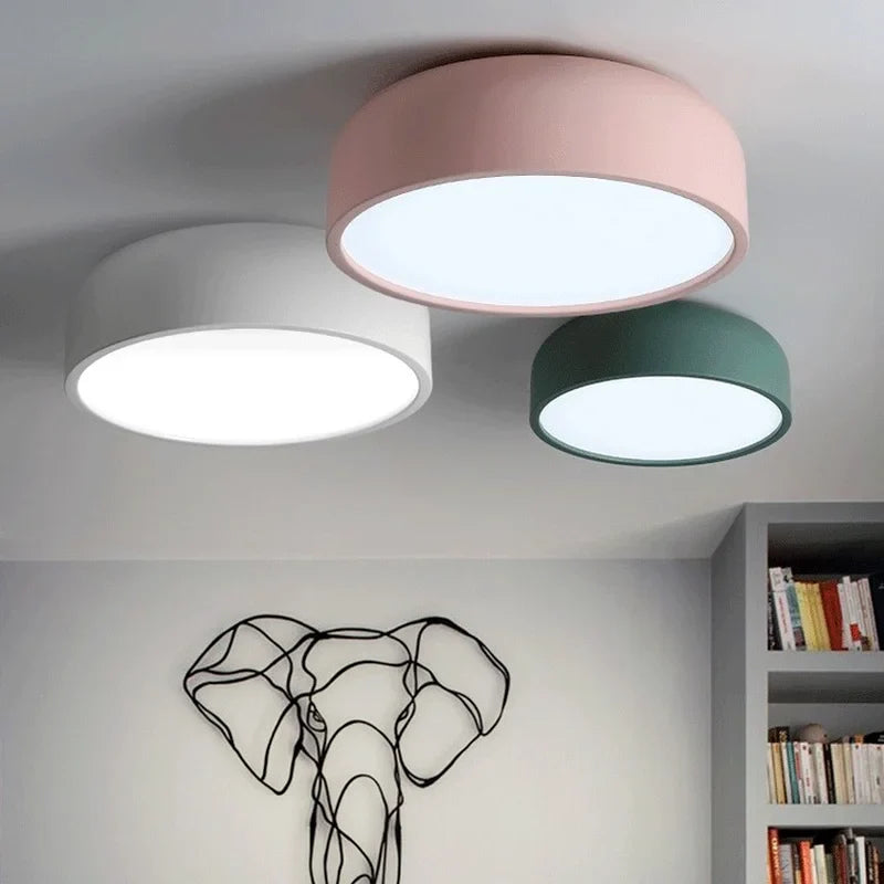 Axyaa Nordic Makaron Round Ceiling Light for Bedroom Living Room Bathroom