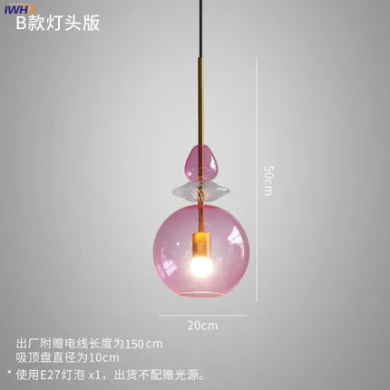 Axyaa Nordic LED Glass Pendant Lights for Bedroom Living Room Bar Cafe