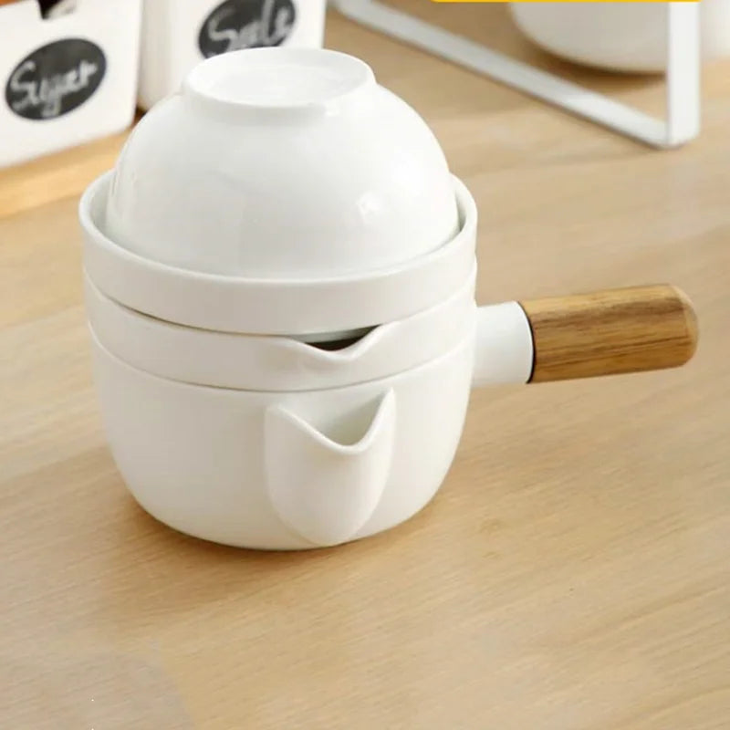 Axya White Ceramic Soup Bowl Set for Oil Separation and Grease Trapping