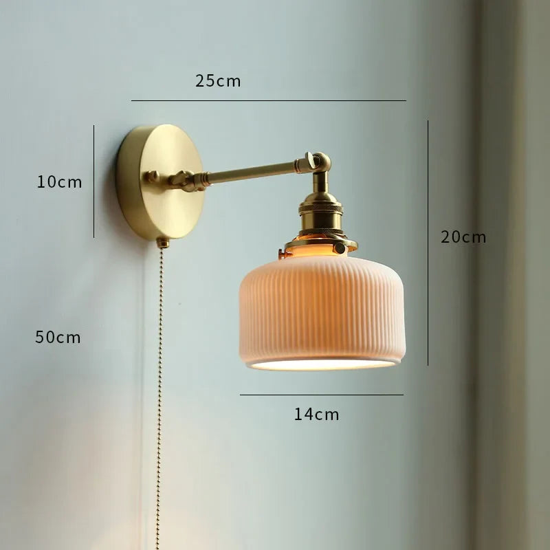 Axyaa Ceramic Modern Wall Lamp with Pull Switch and LED Light
