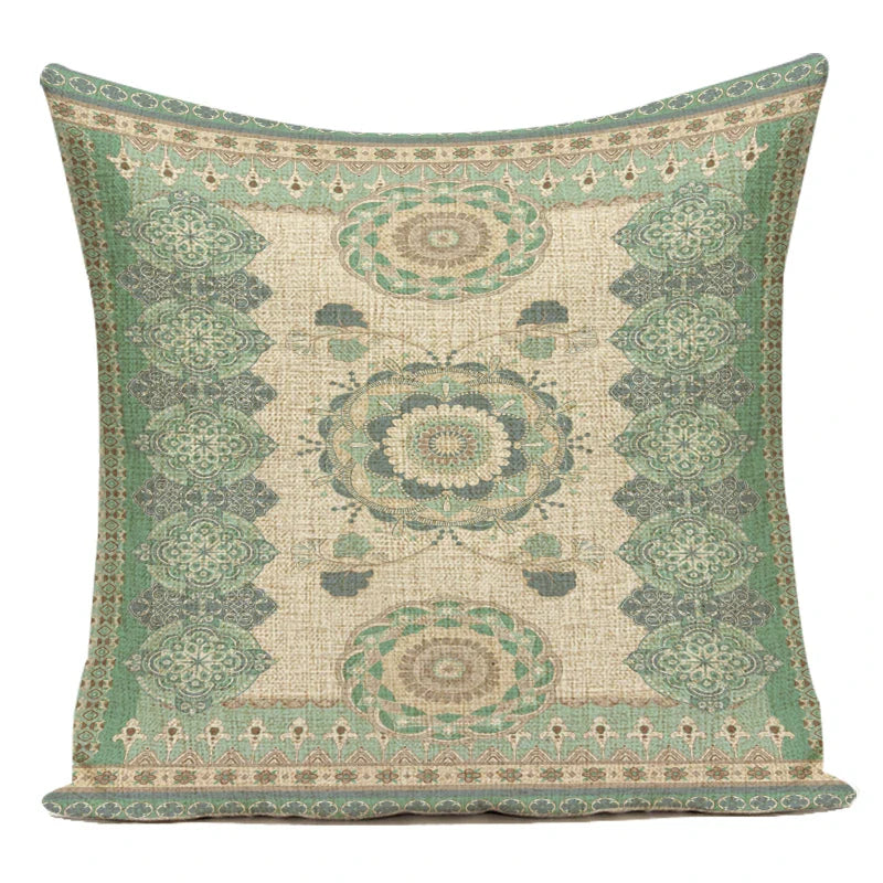 Axyaa Moroccan Mandala Linen Cushion Covers for Vintage Home Decor