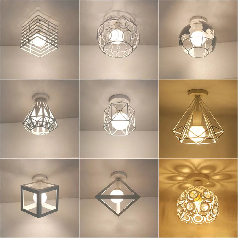Geometric Iron Cage Ceiling Light by Axyaa: Modern Nordic Design for Home Decor
