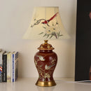 Luxurious Embroidered Magpie Lampshade & Ceramic Table Lamps by Axyaa