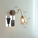 Axyaa Vintage Copper Wall Lamp with Wood Base and Pull Chain - Bedroom Bathroom Lighting