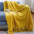 Axyaa Nordic Knit Sofa Blanket Cashmere-Like Plaid Tassel Bedspread