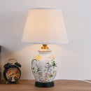 Axyaa Chinese Style Ceramic Bedroom Table Lamp with Flower and Bird Design