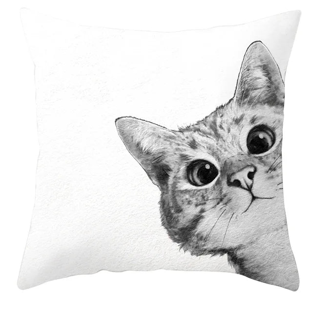 Axyaa Cartoon Dog Cat Printed Cushion Cover for Kid Room Decor 45X45CM