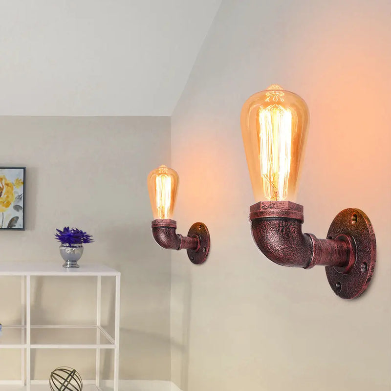 Rustic Water Pipe Wall Light Vintage Loft Sconce by Axyaa
