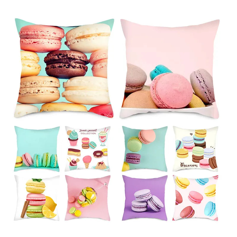 Axyaa Biscuits Cake Print Decor Pillow Cover for Home Sofa Decoration
