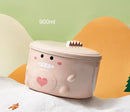 Axyaa Double-layer Cute Duck Ramen Bowl With Lid Stainless Steel Tableware