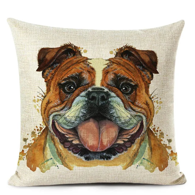 Colourful Bull Terrier & Dachshund 3D Cushion Cover for Home Sofa by Axyaa