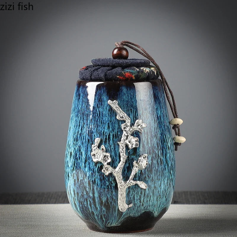 Axya Lotus Leaf Ceramic Storage Jar - Exquisite Tea Cans