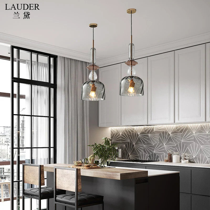 Axyaa Nordic LED Glass Pendant Lights for Bedroom Living Room Bar Cafe