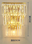 Axyaa Gold Crystal LED Wall Lamp Clear Glass Sconce Elegant Living Room Lighting