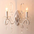 Axyaa White Wrought Iron Crystal Chandelier Ceiling Lamp, E14 Candle Lights