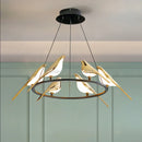 Axyaa Golden Bird LED Chandelier: Modern 360 Degree Hanging Light for Home Decor
