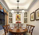 Axyaa American Country Iron Chandelier with White Glass - Ideal for Suspension Lighting in Any Room