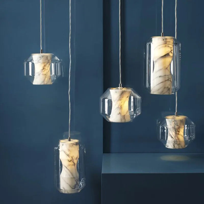 Axyaa Nordic Modern Glass LED Pendant Lights for Dining and Restaurants