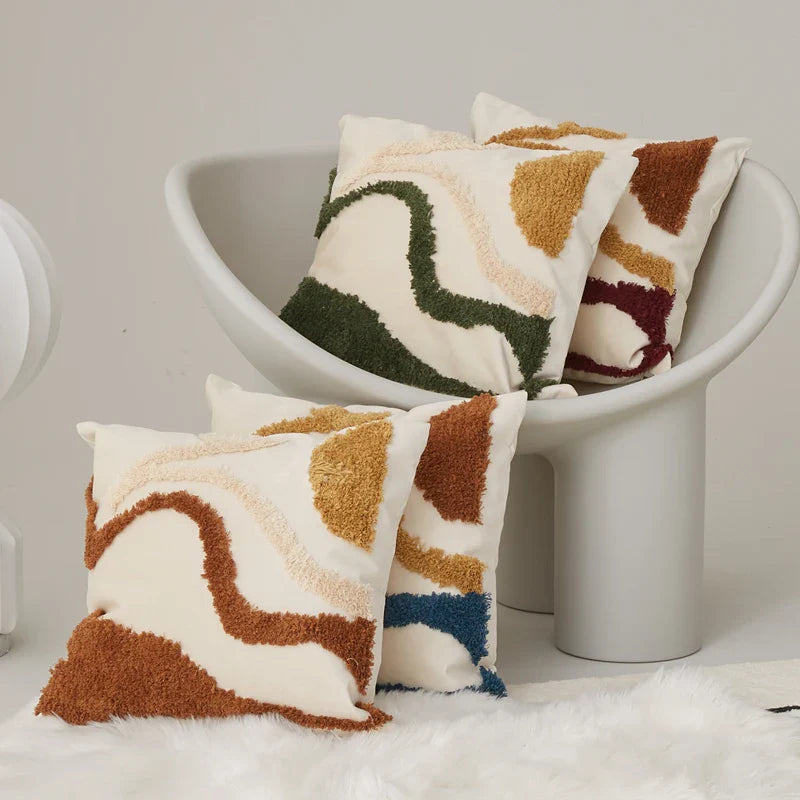 Axyaa Velvet Abstract Art Cushion Cover for Sofa, Chair, Bed - 45x45cm