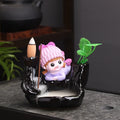 Axyaa Little Monk Ceramic Incense Burner with Mountain Water Flow Ornament