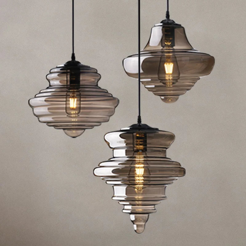 Axyaa Retro Glass Pendant Light for Dining Room, Restaurant, Bar - Staircase Hanging Lamp