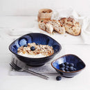 Axya Blue Ceramic Tableware Set: Flat Plate, Steak Dish, Breakfast Plate, Big Bowl