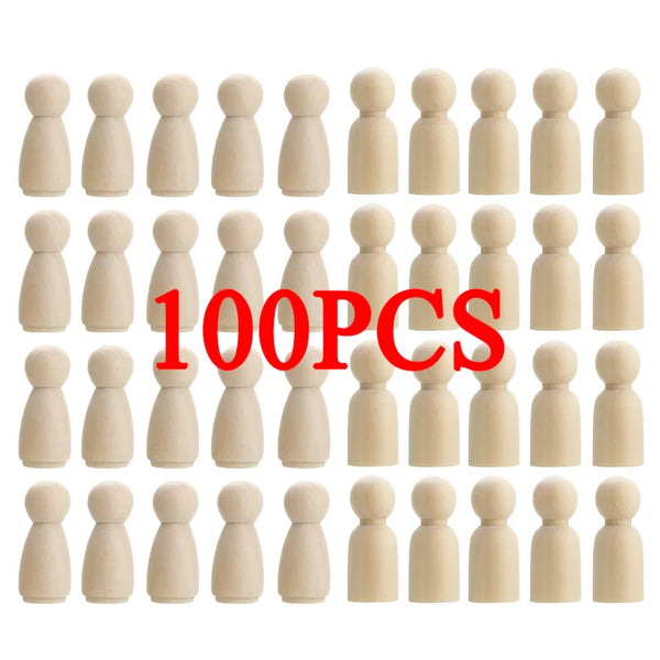 Axya Baby Teether DIY Painting Peg Dolls (Male & Female) - Unfinished Wood Decoration Toys