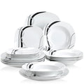 Axyaa 36-Piece Porcelain Ceramic Black Line Kitchen Tableware Set