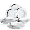 Axyaa 18/36-Piece Black Line Ceramic Tableware Set with Dinner, Dessert, and Soup Plates