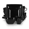 Axyaa SOHO Black Porcelain Square Dinnerware Set with Plates, Bowls, Mugs