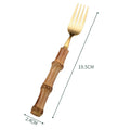Axyaa Golden Spoon Fork Knife Set | Stainless Steel Wood Handle Tableware
